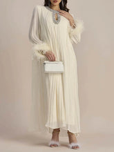 Cocktail Pleated Midi Dress - Crystals & Feathers HEYFANCYSTYLE